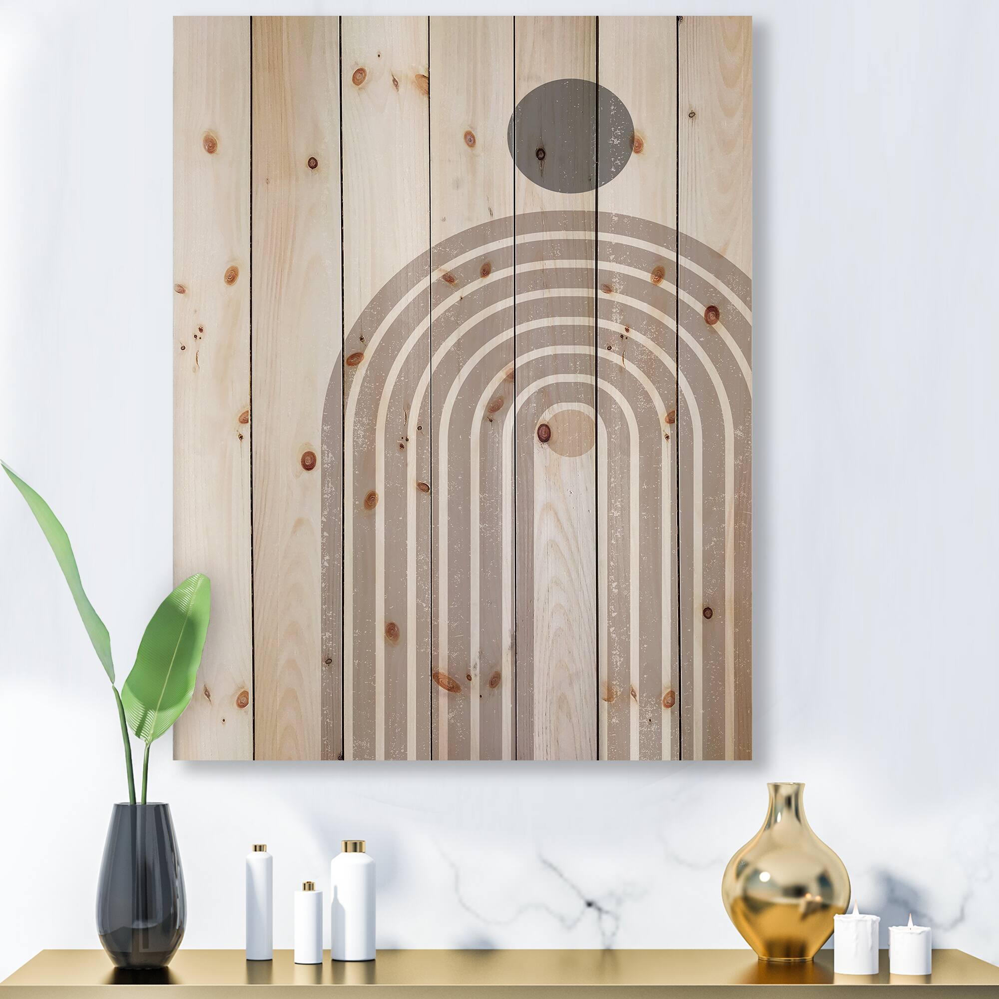 Designart - Abstract Rainbow Sun and Moon In Earth Tones I